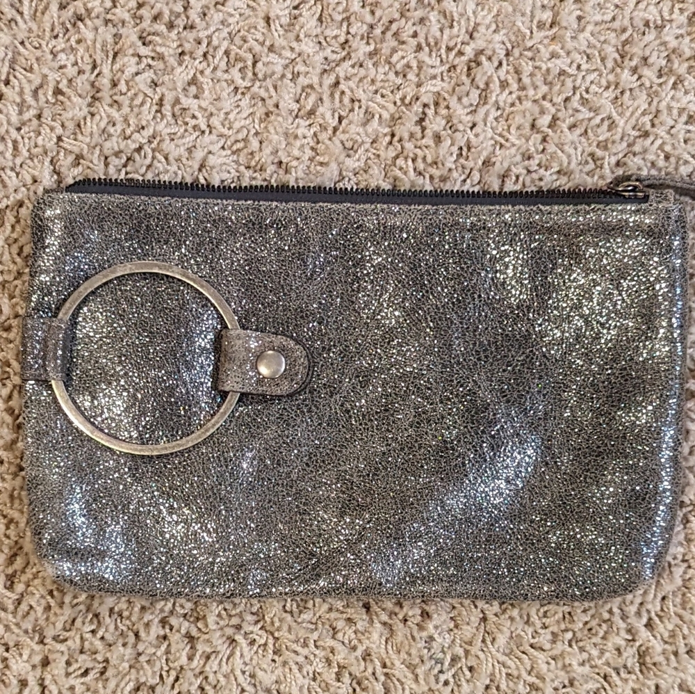 Distressed Leather Sparkly Clutch